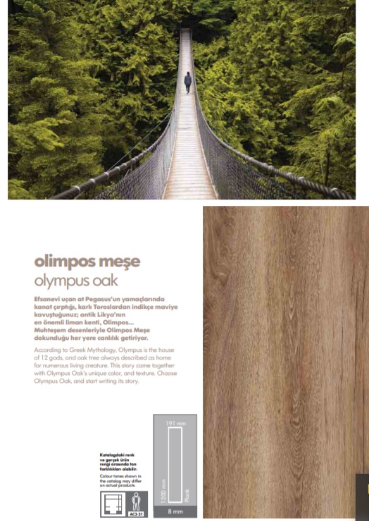 ლამინირებული იატაკის საფარი AGT OLIMPOS MESE N8*191*1200 AC03 (1 შეკვრა = 1.8336 მ2)
