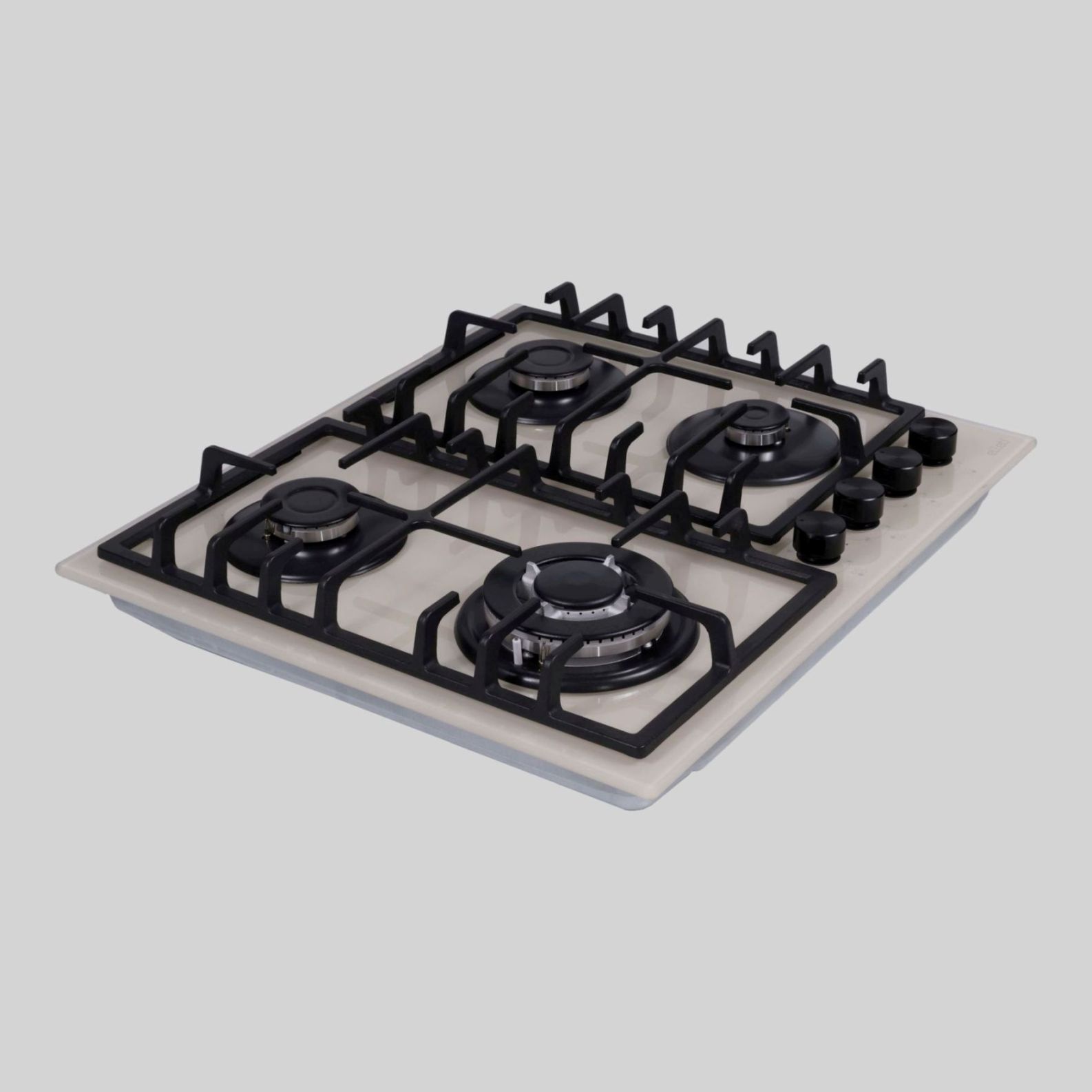 34239DNG გაზქურა 60cm, ბეჟი, 8mm glass,aut.gas cut-off safe (3 Gas, 1 high speed 2.5Kw wok)