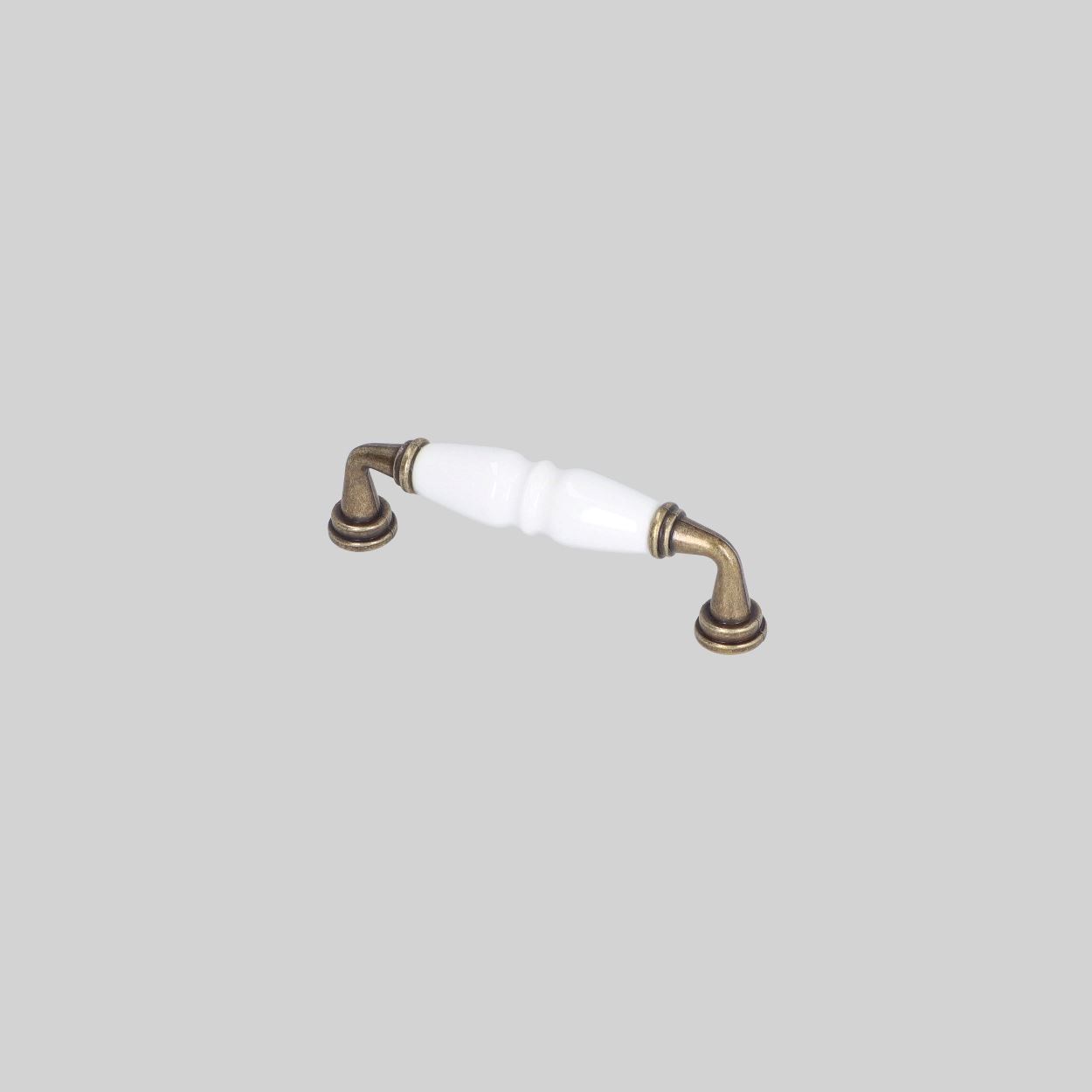 სახელური ლითონი/კერამიკა 96mm AB-WHITE 24258