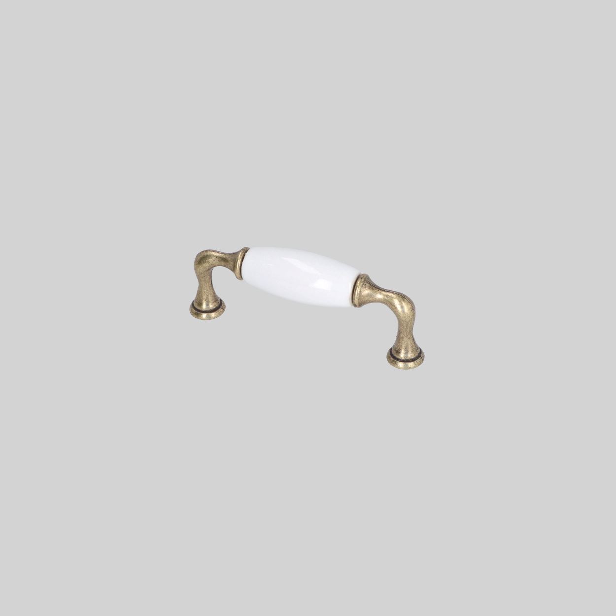 სახელური ლითონი/კერამიკა 96mm AB-WHITE 24259