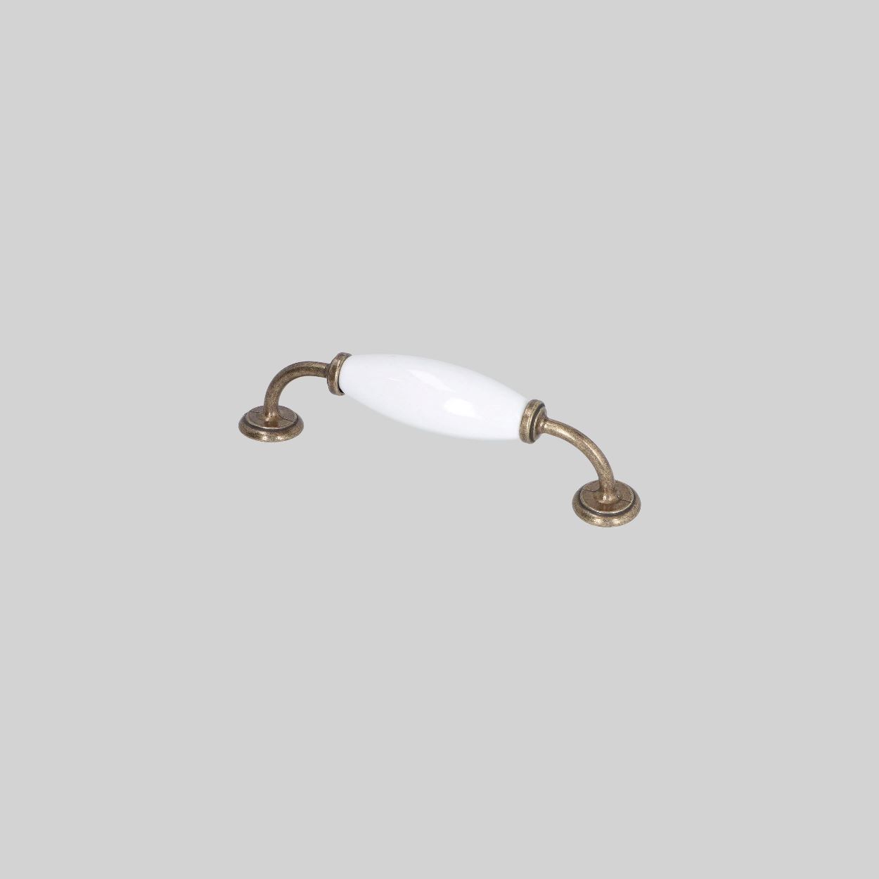 სახელური ლითონი/კერამიკა 128mm AB-WHITE 24260
