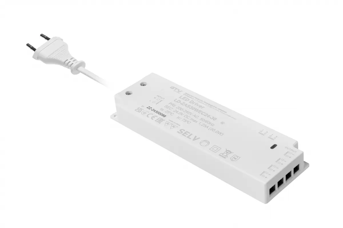 LD-ZAS30WEC-30 კვების ბლოკი LED SLIM EASY CLICK 12V 30W input 220-240VAC IP20 wym160x50x18mm GTV
