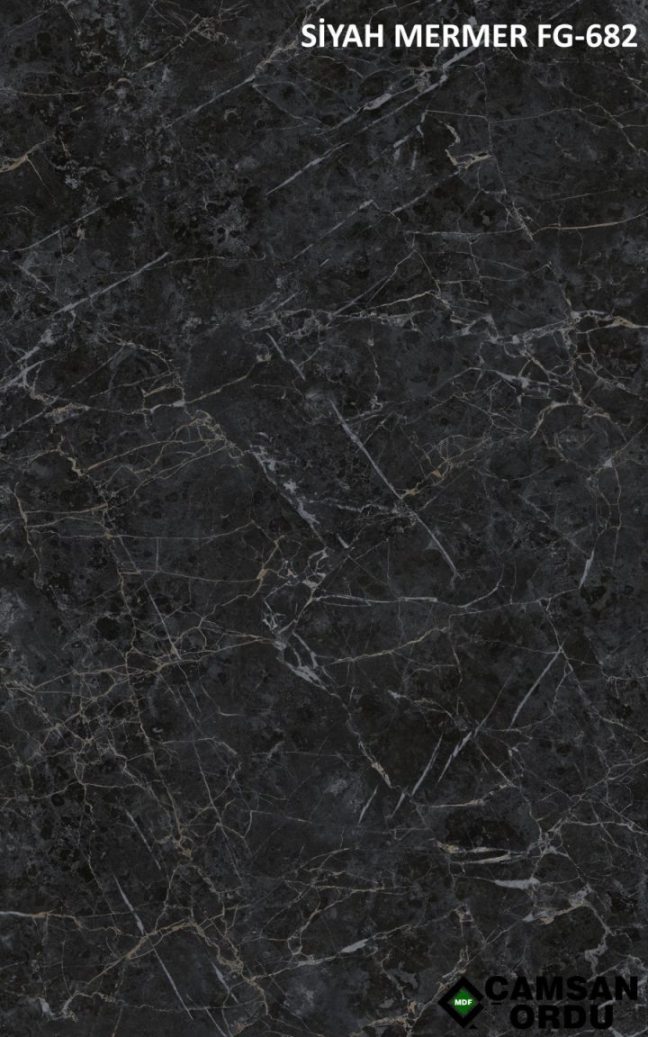 MDF PANEL 1830*3660*18MM FG-682 SIYAH MERMER DUZ (ლამ-ი მდფ)