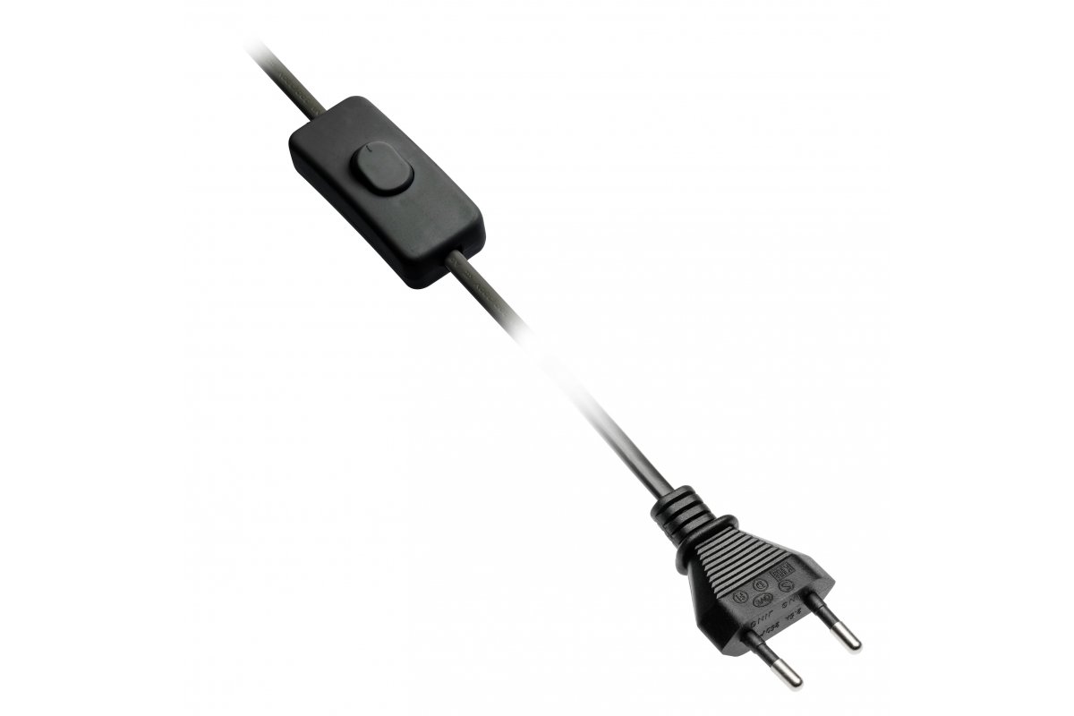 LD-KABE2M-10 ელ.კაბელი ჩანგლით და გამომრთველით შავი GTV