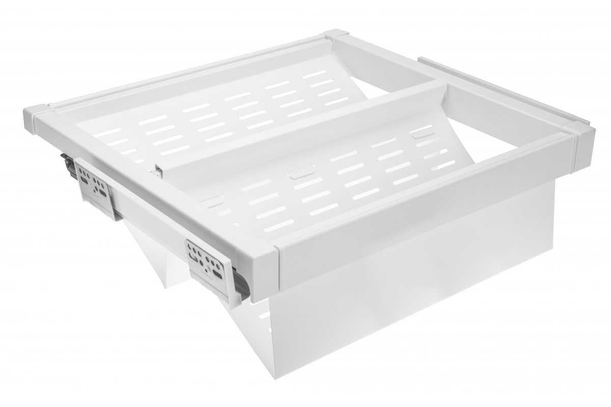 WG-POBUWM60-10 ფეხსაცმლის კალათა "ELITE" პერფორირებული 600mm SOFT სლაიდით თეთრი GTV