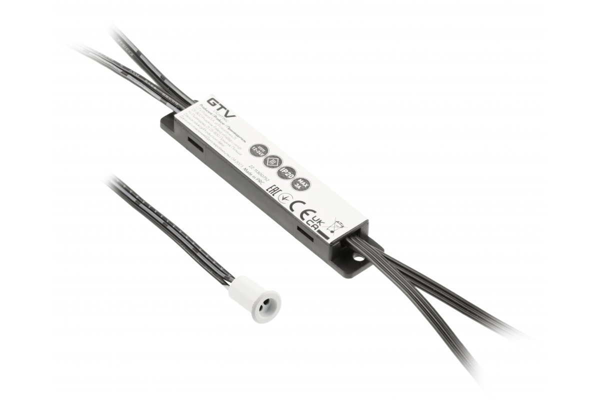 AE-WBE1-10 სენსორული გამომრთველი MIKRO, 12V/36W, IP20, 1 სენსორი, 1 ფუნქციით, კაბელი 2მ და 1.2მ, თეთ