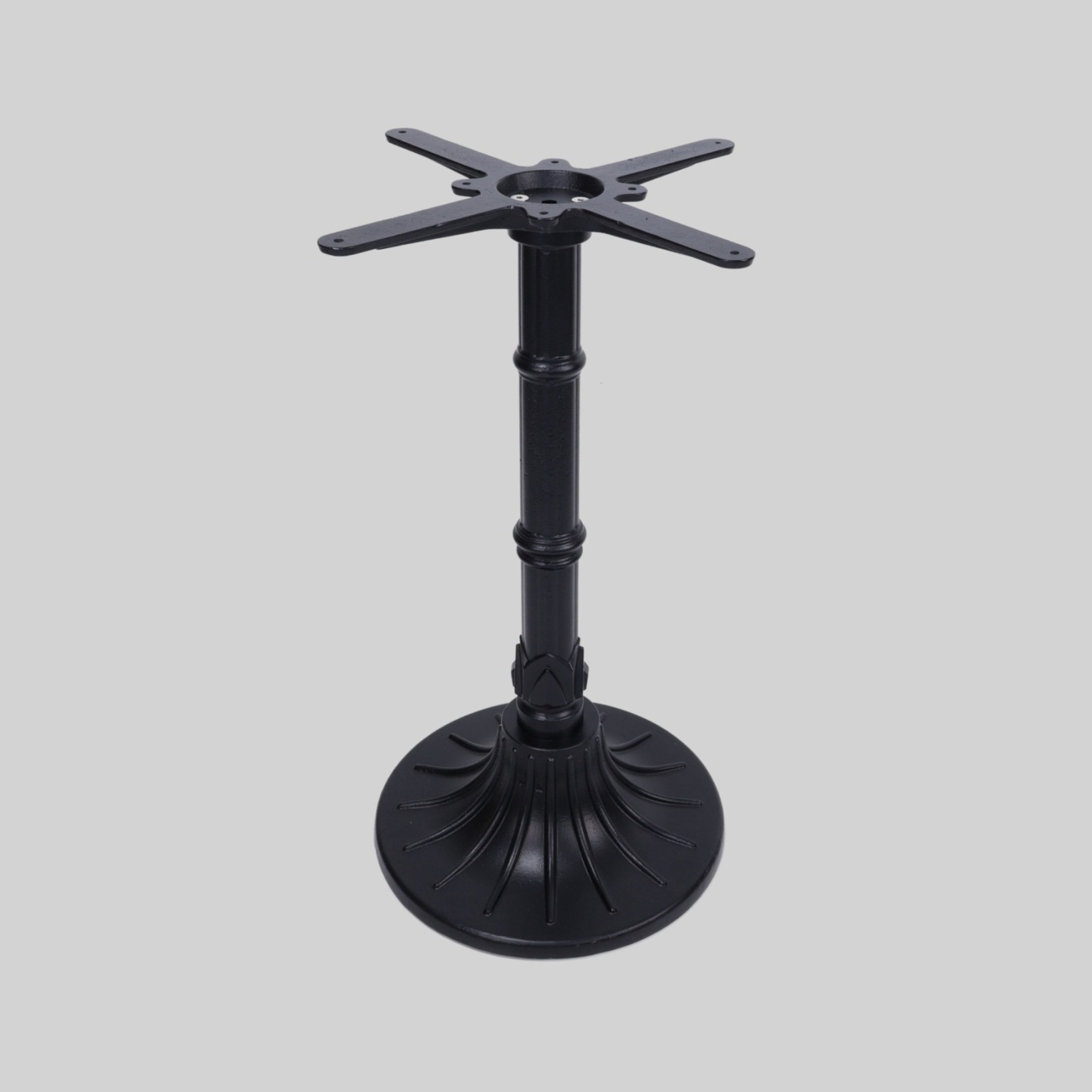 მაგიდის ფეხი შავი, თავი:450*450mm, ძირი:D=400mm, მილი:დეკორაციული, H=720mm TM-TBL19