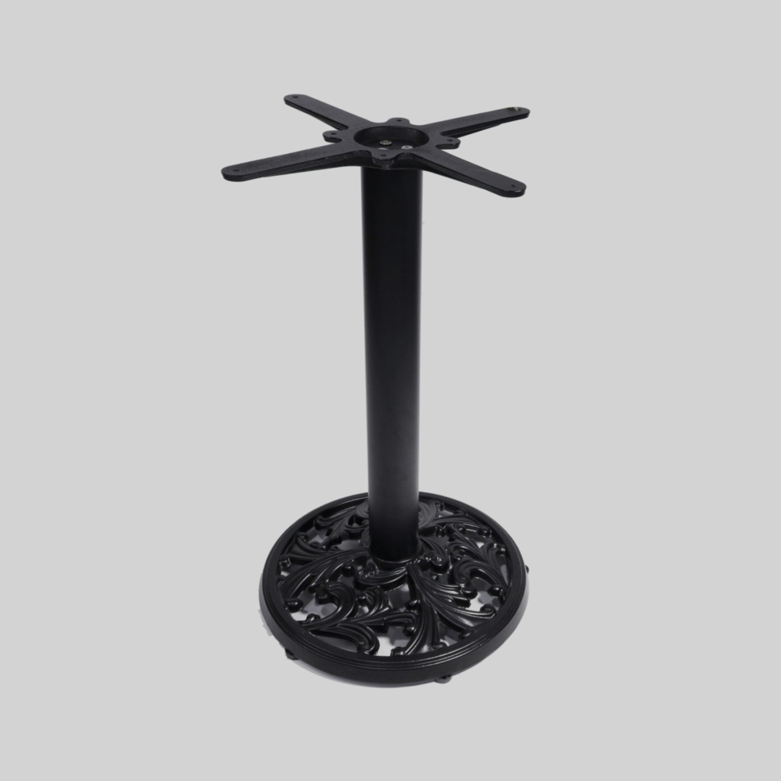 მაგიდის ფეხი შავი, თავი:450*450mm, ძირი:D=430mm, მილი:D=76/T=1mm, H=720mm TM-TBL22