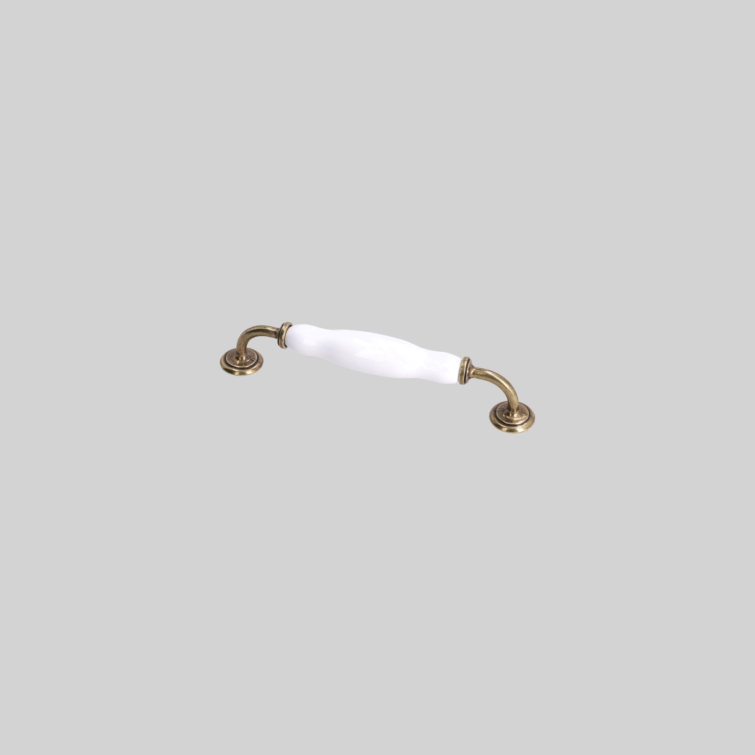 ავეჯის სახელური 160mm ანტიკური zinc+ceramic AB/White TM-6186