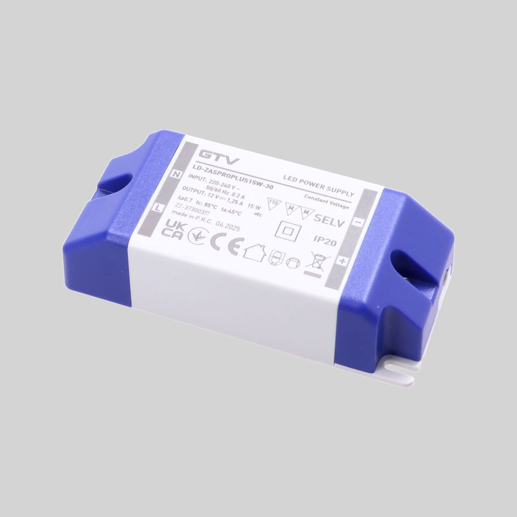 LD-ZASPROPLUS15W-30 კვების ბლოკი LED Power Supply PRO+12V, 15W, input 220-240VAC, IP20, dim90x40x24m