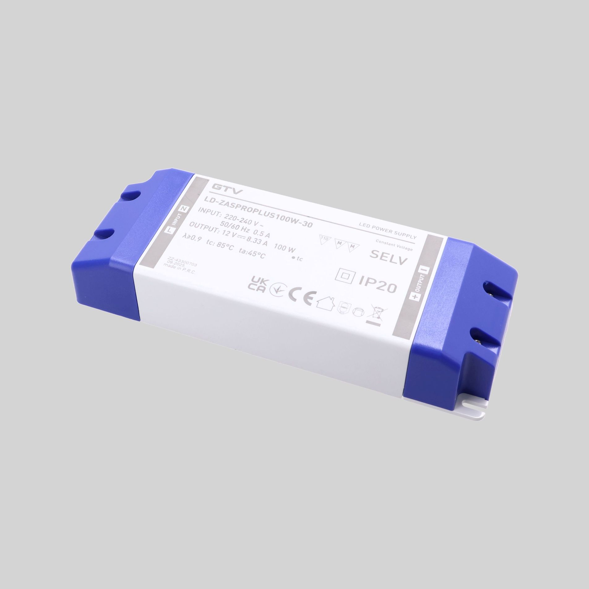LD-ZASPROPLUS100W-30 კვების ბლოკი PRO+12V, 100W, input 220-240VAC, IP20, dim 180x66x32mm, GTV