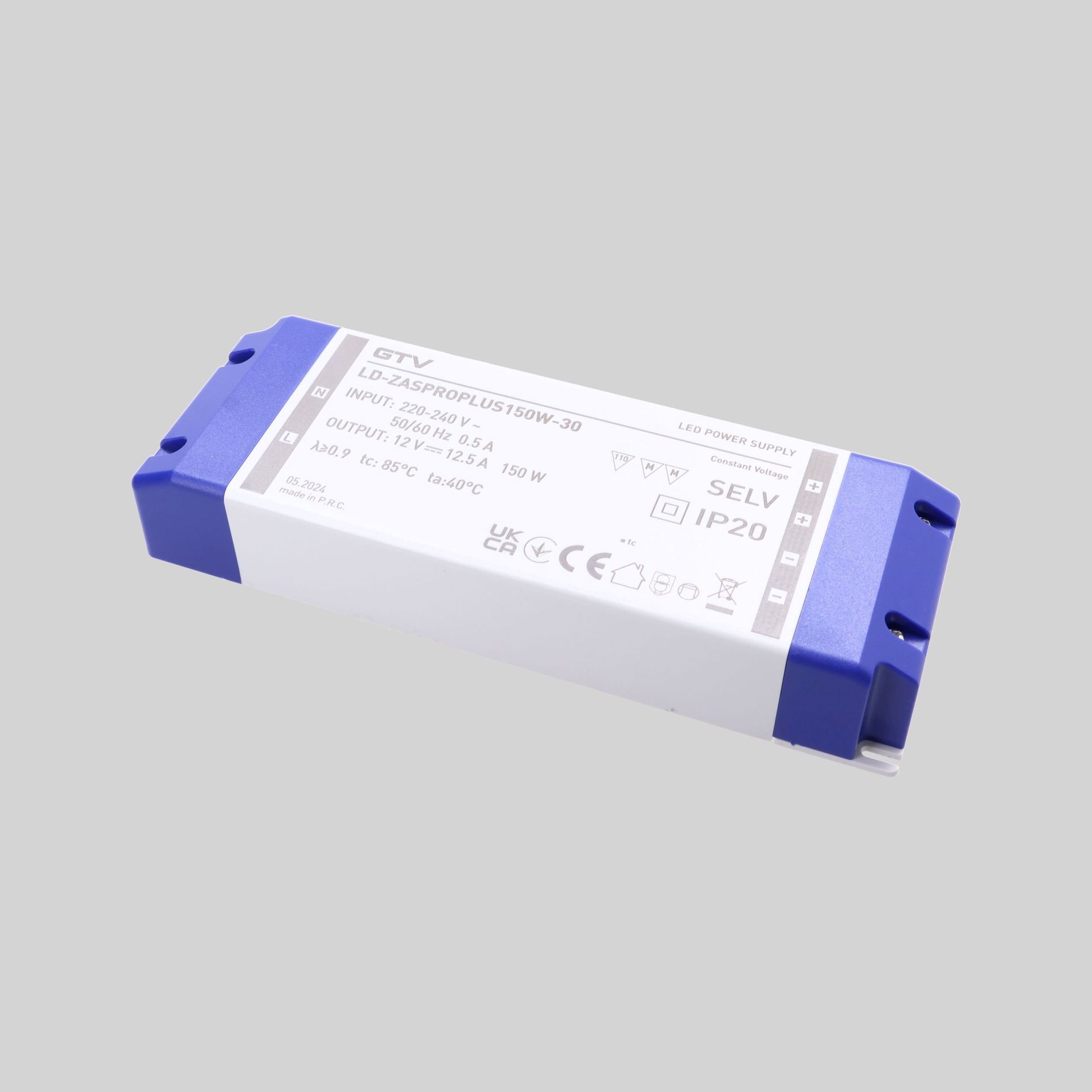 LD-ZASPROPLUS150W-30 კვების ბლოკი PRO+12V, 150W, input 220-240VAC, IP20, dim 205x71x35mm, GTV