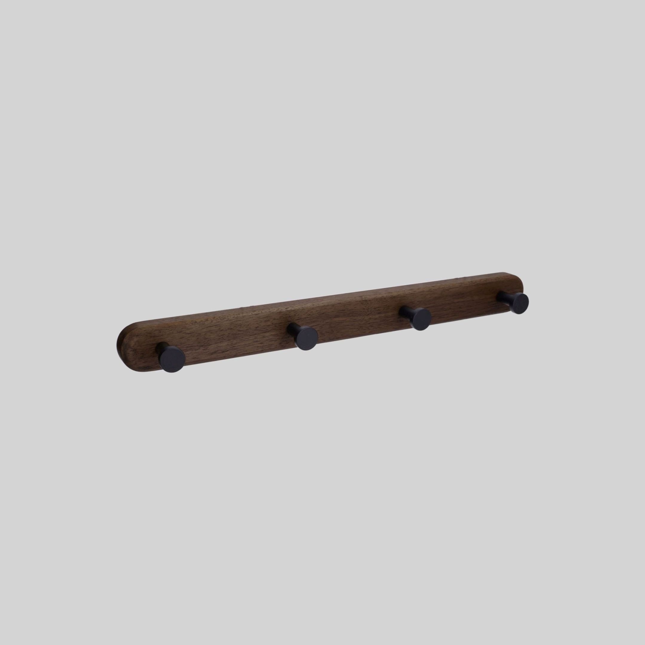 პირსახოცის საკიდი 4 კაუჭით 50*H3.8*T3.5cm შავი al.+ხე TM-A-A25-BK