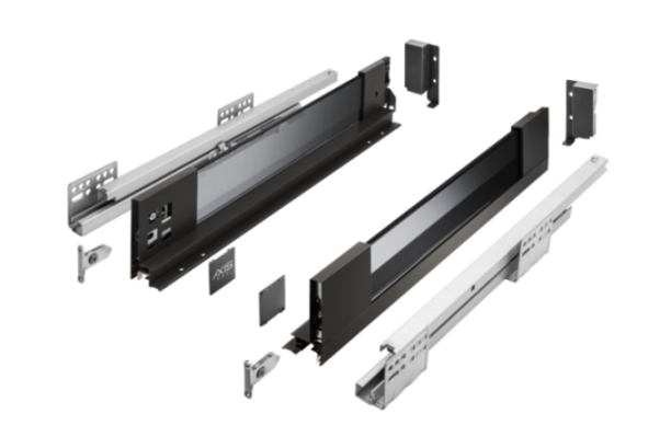 PB-AXISPRO-GLASS-KPL500A2 უჯრა სლაიდით შუშის გვერდებით AXIS-PRO H-84mm დაბალი, L-500mm შავი GTV