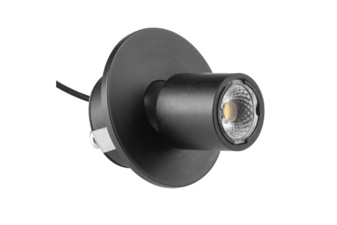 LD-POMWW-20 დიოდური ნათურა POINT MINI, შავი,12V, 0.5Wt,1x2835 LED,3000К,კაბელი-2მ, თბილი თეთრი,GTV