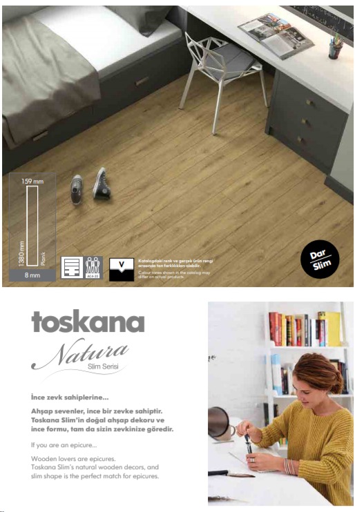 ლამინირებული იატაკის საფარი AGT SLIM TOSKANA 8*159*1380mm