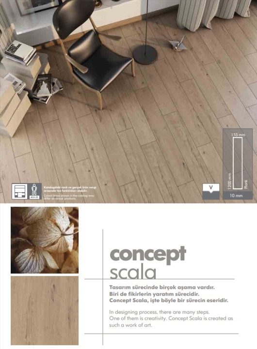 ლამინირებული იატაკის საფარი AGT SCALA CON V10*155*1200 AC04 (1 შეკვრა = 1.4770 მ2)